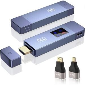 TV Wireless HDMI Extender/ Transmitter & Receiver w/ LED Screen - EZ Plug & Play